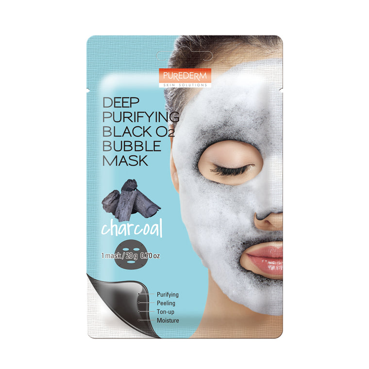 Purederm Deep Purifying Black O2 Bubble Sheet Mask – Charcoal – 1 sheet