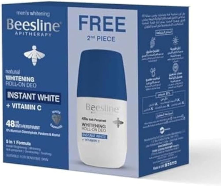 Beesline Whitening Roll-On 48hr Instant White Vitamin C – 2 x 50 ml (1+1 Offer) - 2 x 50 ml