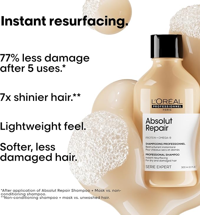 L'Oréal Professionnel Serie Expert Absolut Repair Protein + Gold Quinoa Shampoo – 300 ml